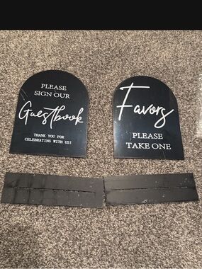 Black Wedding Party Signs - Guestbook & Favors